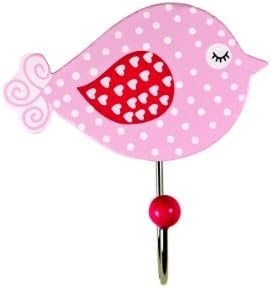 Cadouri de mousehouse Copii pentru copii Pink Bird Cârlig Cârlige de perete pentru fete pepinieră sau dormitor