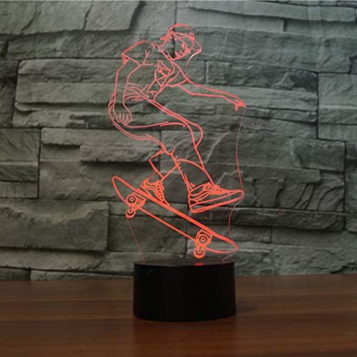padom Skate îmbarcare Crăciun 3D Night Light USB LED lampă de masă 3d Illusion Lamp copii copii dormitor Decor camera de zi
