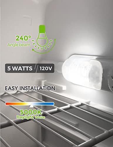 Lohas frigider bec, 40W echivalent LED A15 bec, 5w Led 120V frigider lumini, E26 mediu de bază plafon ventilator lumina, 420lm
