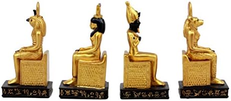 EBROS cadou zei egipteni Horus Osiris Sekhmet și ISIS așezat pe tronuri Figurină Set de 4 miniaturi decorative 3,75 H