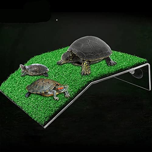 Gigicloud Turtle Basking platformă simulare Turf alpinism Turtle uscare masă simulare iarbă Turtle rampă pentru Turtle Tank,