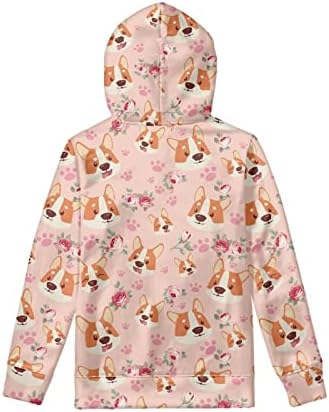 Chaqlin Cute Girls Girls Hoodies Kids Flower Dog Graphics Pulover Hanorac cu buzunare Outwear Casual Atletic pulover