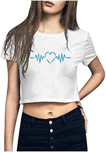 Maneca scurta T-Shirt pentru Femei Moda echipajul gât Tees tricouri Valentine ' s Day vara Crop Top clasic Casual bluza