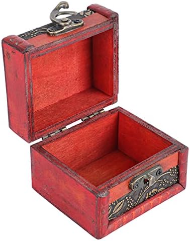 Holibanna mic container de depozitare din lemn mic din lemn cu cutie de bijuterii din lemn cu cutie de piept din lemn cu cutie de bijuterii din lemn vintage Cutie de depozitare pentru colier Cercei de depozitare Containere de depozitare