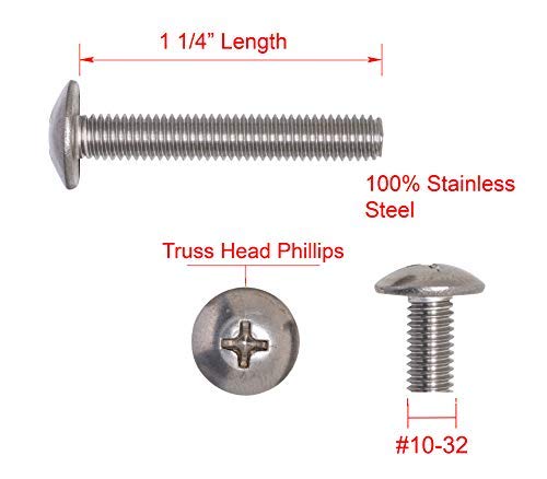 10-32 x 1-1 / 4 șurub de mașină cu cap de fermă Phillips inoxidabil,, filet fin, oțel inoxidabil 18-8, cu picurător de șuruburi